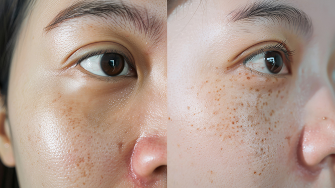 皮秒雷射雀斑治療前後對比